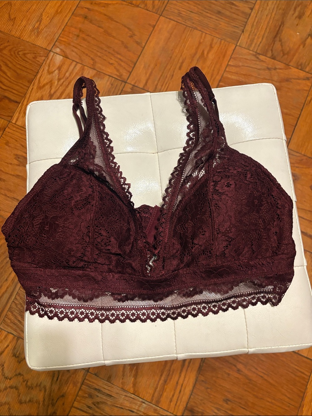 Adrienne Vittadini Lace Bralette - Wine